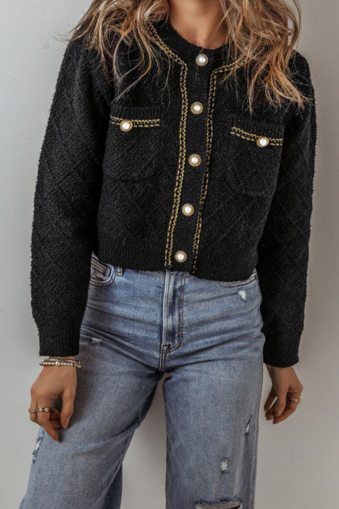'Arabelle' Tweed Knit Sweater - Celes Fashion